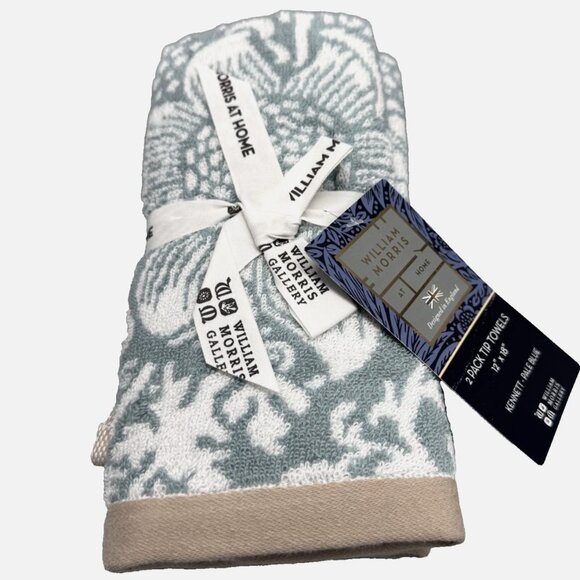 6 Pc William Morris KENNETT Pale Blue Floral Vines Bath Hand Tip Towel Set NEW - Picture 10 of 13